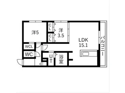 ALIVIS月寒中央(2LDK/4階)の間取り写真
