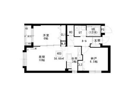 ノヴァ白石ーⅡ(2LDK/4階)の間取り写真