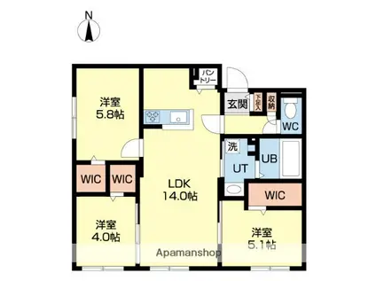 DPレジデンス北広島(1LDK/4階)の間取り写真