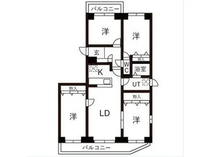 BRO北野(4LDK/5階)の間取り写真