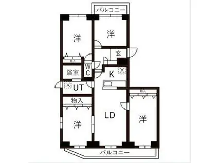 BRO北野(4LDK/1階)の間取り写真
