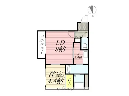 MANYS COURT(1LDK/2階)の間取り写真