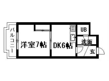 真栄ビル(1DK/3階)の間取り写真