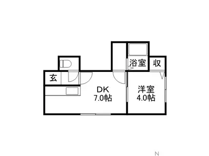 ジュネスコート旭町壱番館(1DK/2階)の間取り写真