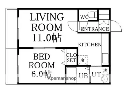 栄通銀座パレス(1LDK/2階)の間取り写真
