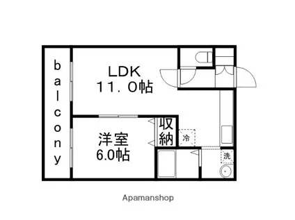 栄通銀座パレス(1LDK/4階)の間取り写真
