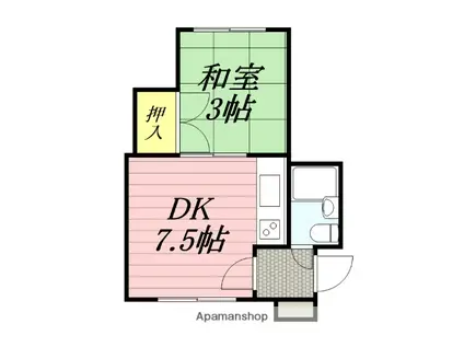 シャトーフランセ(1DK/2階)の間取り写真