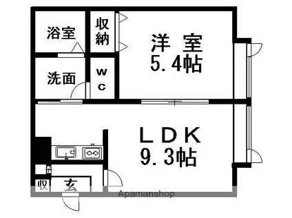 ワイズハウス(1LDK/1階)の間取り写真