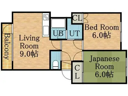 シャトーセピア(2DK/1階)の間取り写真