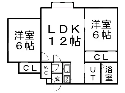 シャトー福住(2LDK/2階)の間取り写真