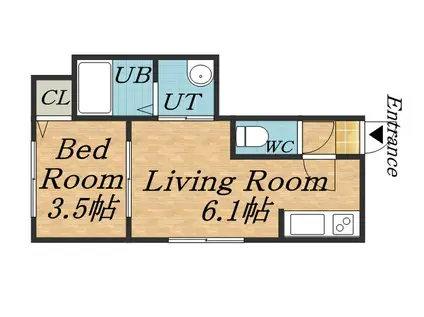 ブロードハイツⅠ(1DK/1階)の間取り写真