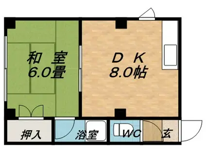 サンシティS・S(1DK/2階)の間取り写真