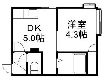 澄川4-1(1DK/1階)の間取り写真
