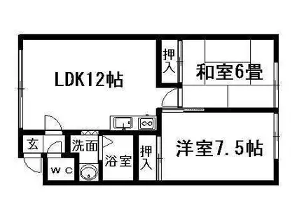 ビューティー43A(2LDK/2階)の間取り写真