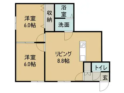 ビックウエストⅠ(2DK/1階)の間取り写真