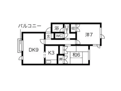 ミオアーク平岸(2LDK/1階)の間取り写真