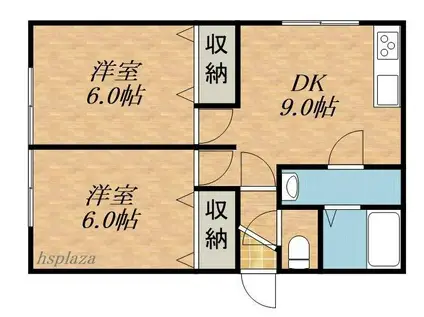IROHAドーム北(2DK/2階)の間取り写真