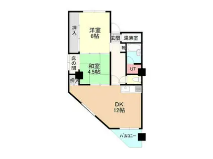 中の島1-3マンション(2LDK/6階)の間取り写真