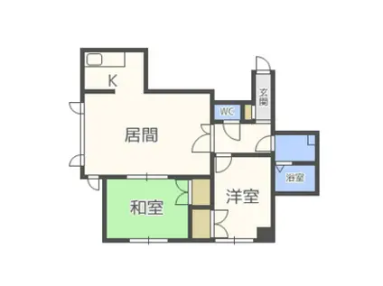 プライムハウス美園A・B(2LDK/2階)の間取り写真