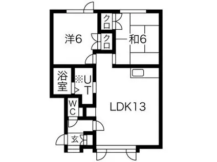 ポミエ弐番館(2LDK/2階)の間取り写真