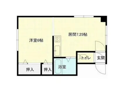 コーポ中の島R(1DK/2階)の間取り写真