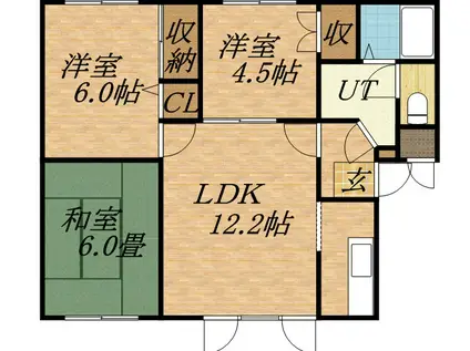 メイユール喜寿B(3LDK/1階)の間取り写真