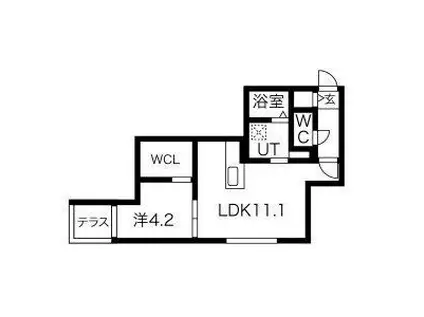 カーサブラン(1LDK/1階)の間取り写真