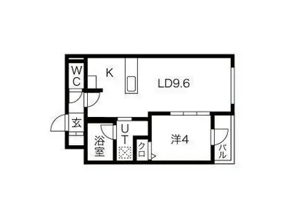 アルファスクエア福住2条(1LDK/3階)の間取り写真