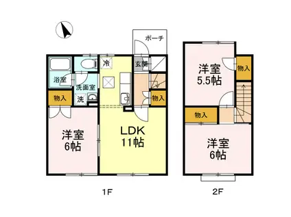 リバーサイド柳瀬 AB(3LDK/1階)の間取り写真