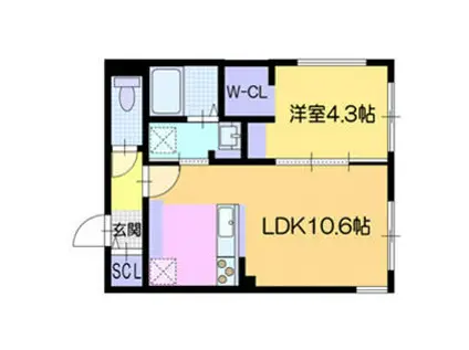 ソラテラス(1LDK/4階)の間取り写真