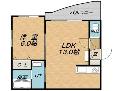 ルーヴェ月寒中央通(1LDK/4階)の間取り写真