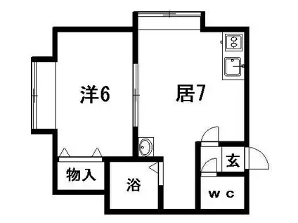 カーサ北野(1DK/3階)の間取り写真