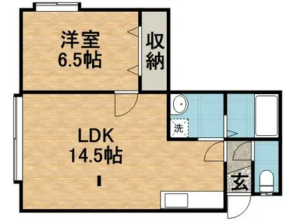 月寒ハイツ(1LDK/2階)の間取り写真