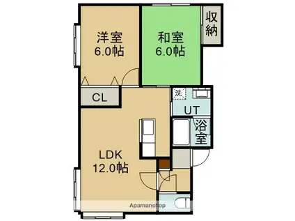 ヒルズクレスト富岡(2LDK/2階)の間取り写真