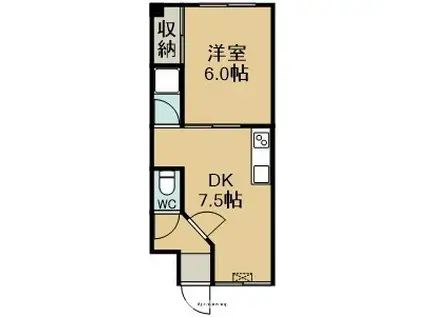 スカイビュー千代台(1DK/1階)の間取り写真