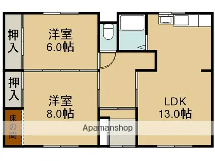 三浦アパート(2LDK/1階)の間取り写真