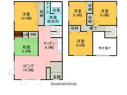 釧網本線 札弦駅 徒歩5分 2階建 築27年(5LDK)の間取り写真