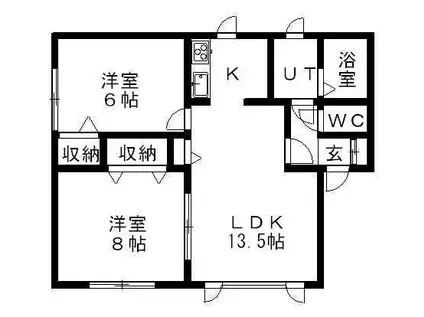 スプレンデスⅠ(2LDK/1階)の間取り写真