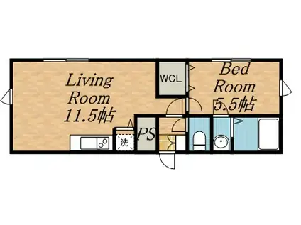 グラムール南平岸(1LDK/4階)の間取り写真