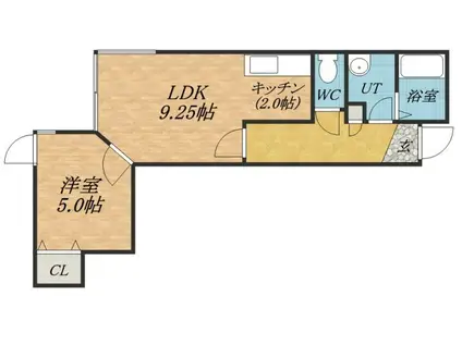 グッドライト月寒東(1LDK/1階)の間取り写真