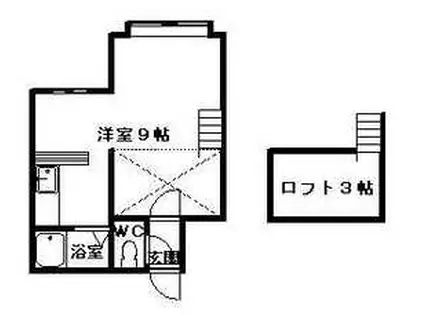 ヴィラビアンカ澄川(ワンルーム/1階)の間取り写真