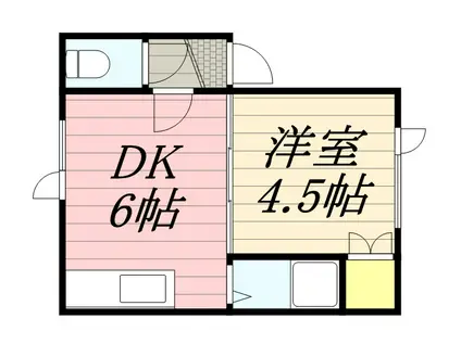 川沿中央ハイツA(1DK/2階)の間取り写真
