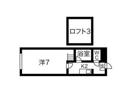 OMレジデンス山鼻(1K/2階)の間取り写真