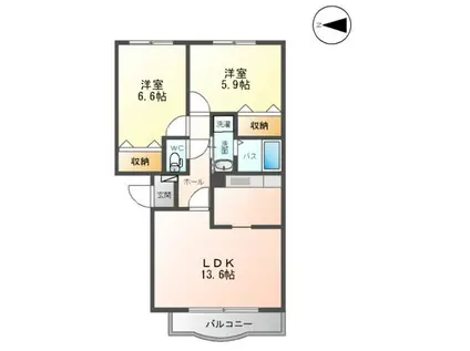 ハイム・エトワールC(2LDK/3階)の間取り写真