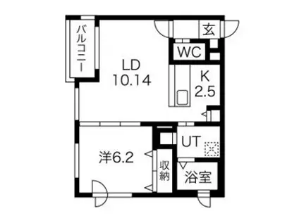 ニューコンフォート澄川(1LDK/2階)の間取り写真