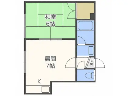グランドール角屋Ⅱ(1DK/3階)の間取り写真