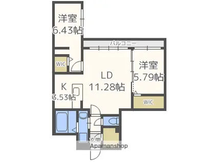 ミュンヘンスクエアⅡ(2LDK/2階)の間取り写真