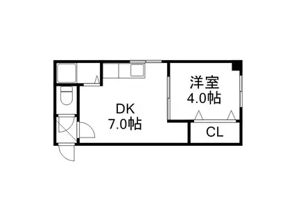 エーエムエスⅠ(1DK/3階)の間取り写真