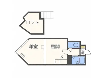 シャトー中の島(1DK/3階)の間取り写真