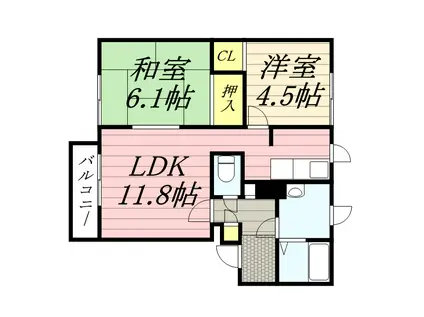 リライブ南沢(2LDK/2階)の間取り写真